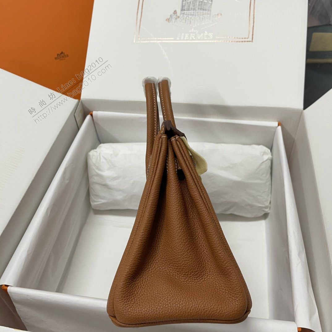 Hermesn鉑金女包 愛馬仕Birkin手提包 金棕 金扣 原廠Togo皮 純手工蠟線縫製  am2235
